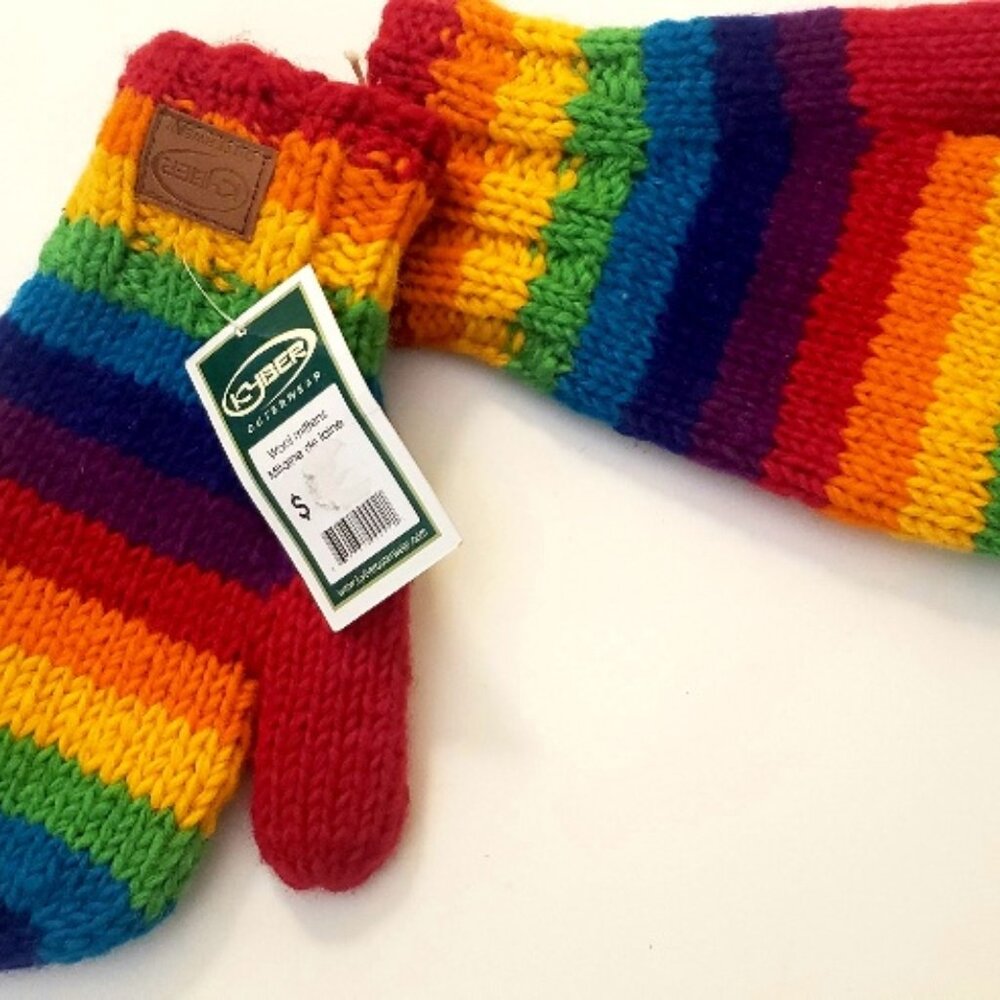 Kyber Outerwear wool fleece lined mittens, 100% wool, Handmade in Himalayas - Picture 2 of 4